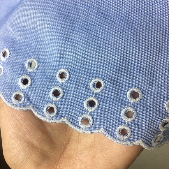 EUC Pale Blue J. Crew top with eyelet design - Picture 6 of 7